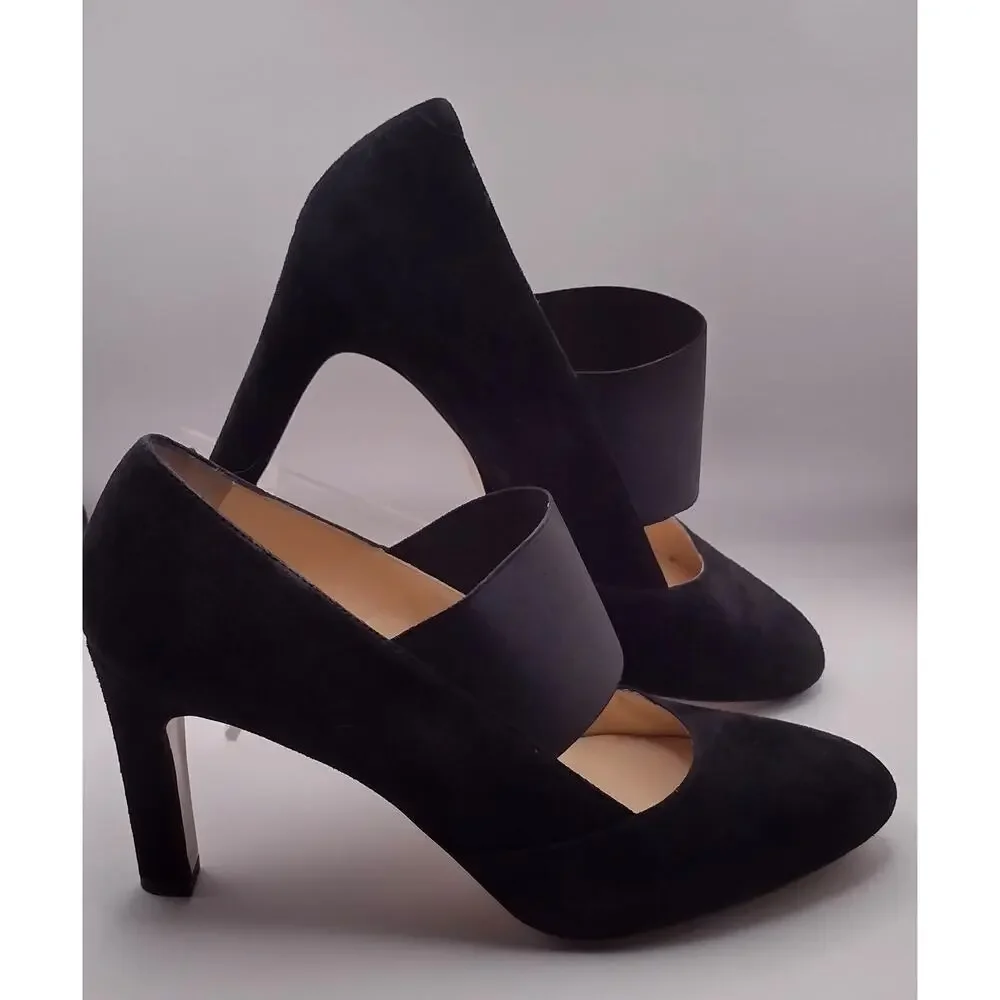 Amalfi by Rangoni Black Suede pumps with ballet band Size 10M - Picture 2 of 12
